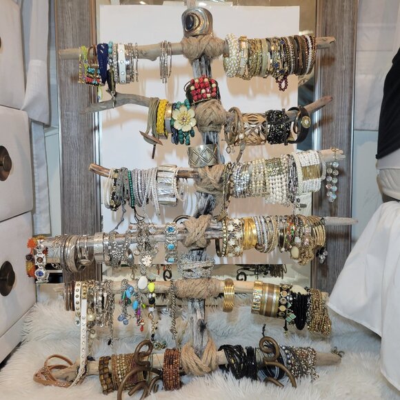 ꧁🪷Driftwood Handmade 6 Tier Bracelet Jewelry Rack Organizer🦩🪷꧂